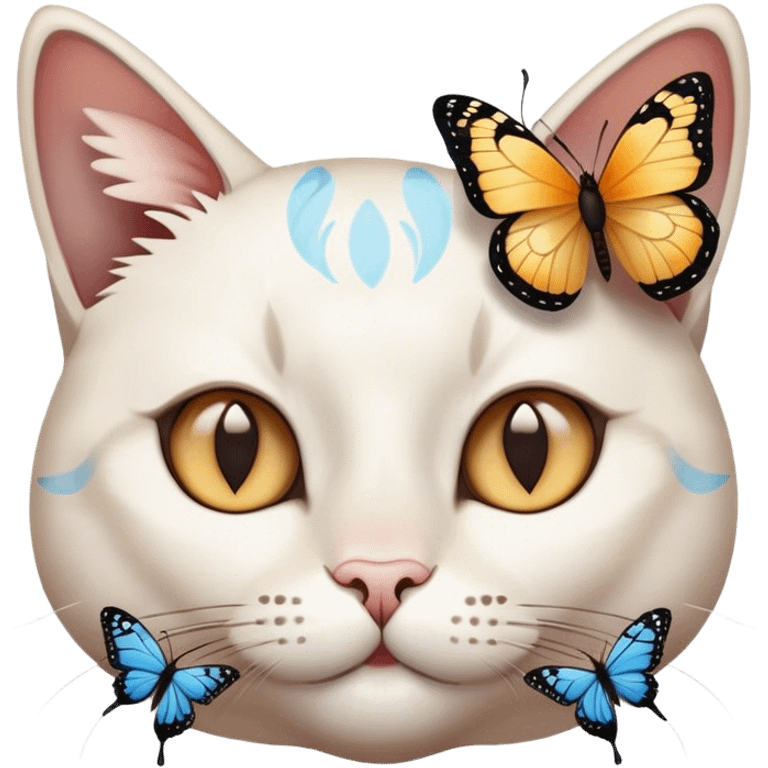 cats face surrounded by butterflies emoji