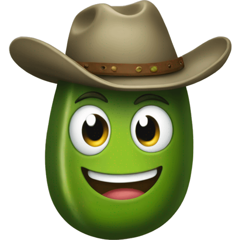 Happy pickle wearing a cowboy hat emoji