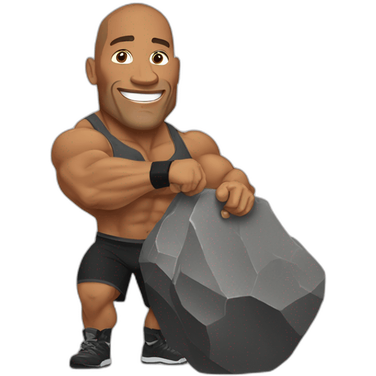 Dwayne Johnson lifting a rock emoji