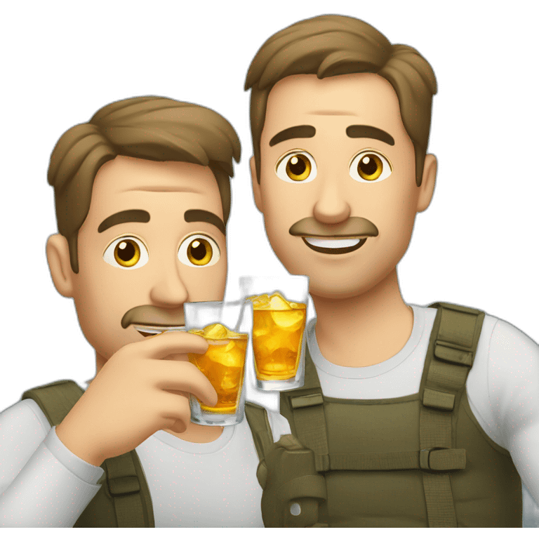 Two Russian man drinking vodka emoji