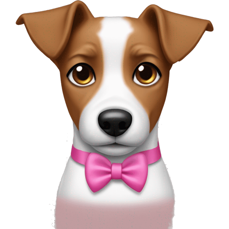 Jack russel dog with pink bow collar  emoji