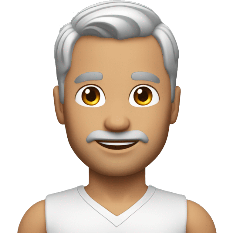 memoji of andrew huberman muscular silver hair, v neck emoji