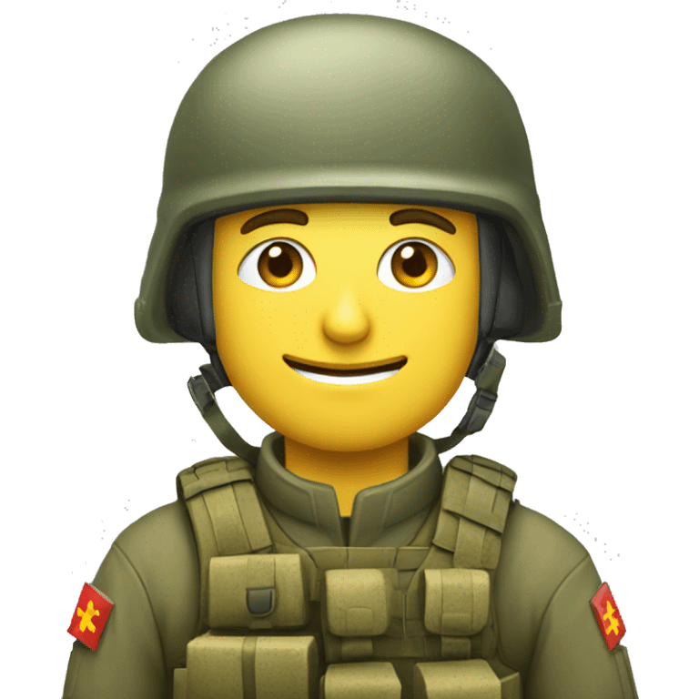 Ukrainian soldier in helmet with Christmas present in hands emoji