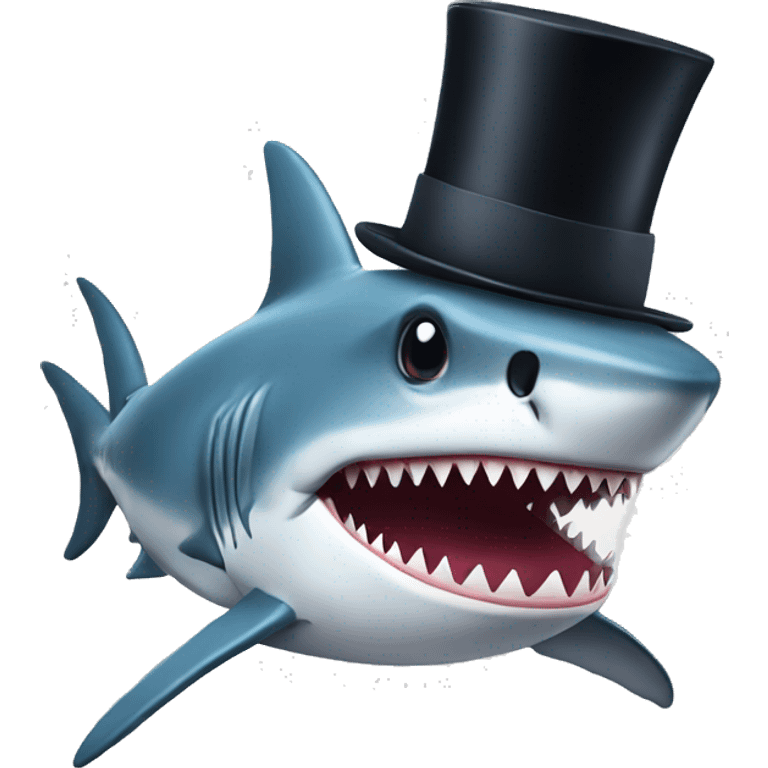 Shark with a top hat emoji