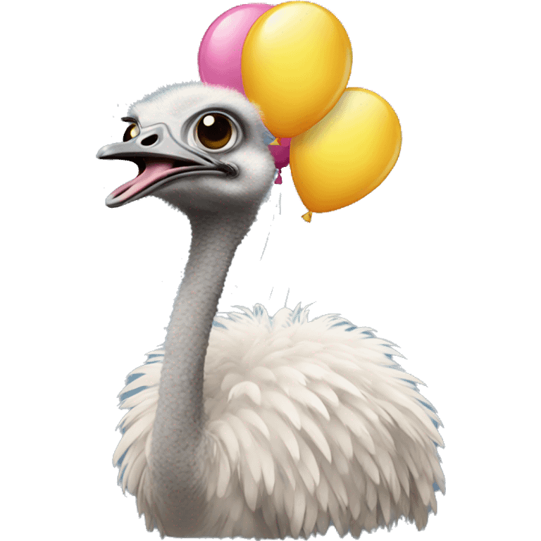 A ostrich wearing a balloon shirt emoji