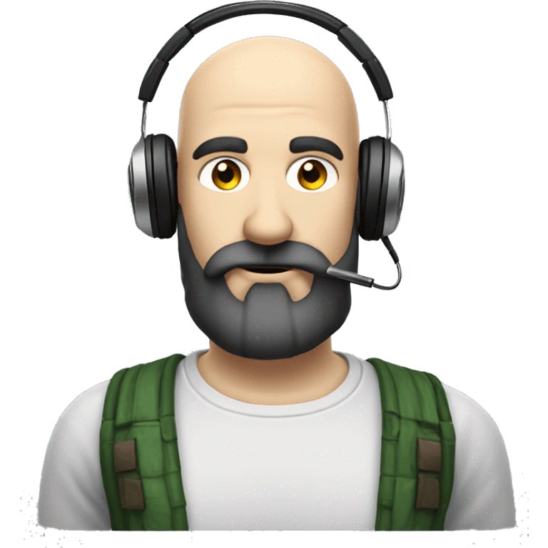 Bald white guy with short black beard and mustache wearing  gaming headphones and smoking a pipe emoji