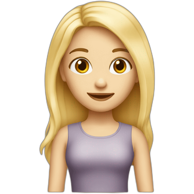 Withe girl, long blond haut croc top emoji