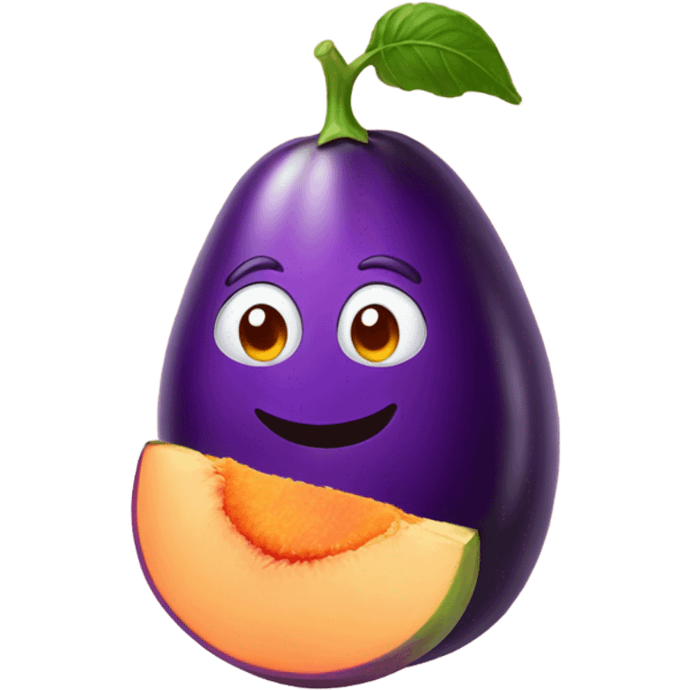 Eggplant in peach emoji