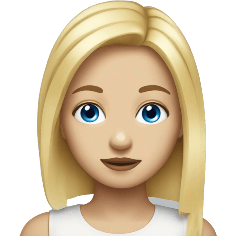 head and neck of Blonde girl blue eyes portrait emoji