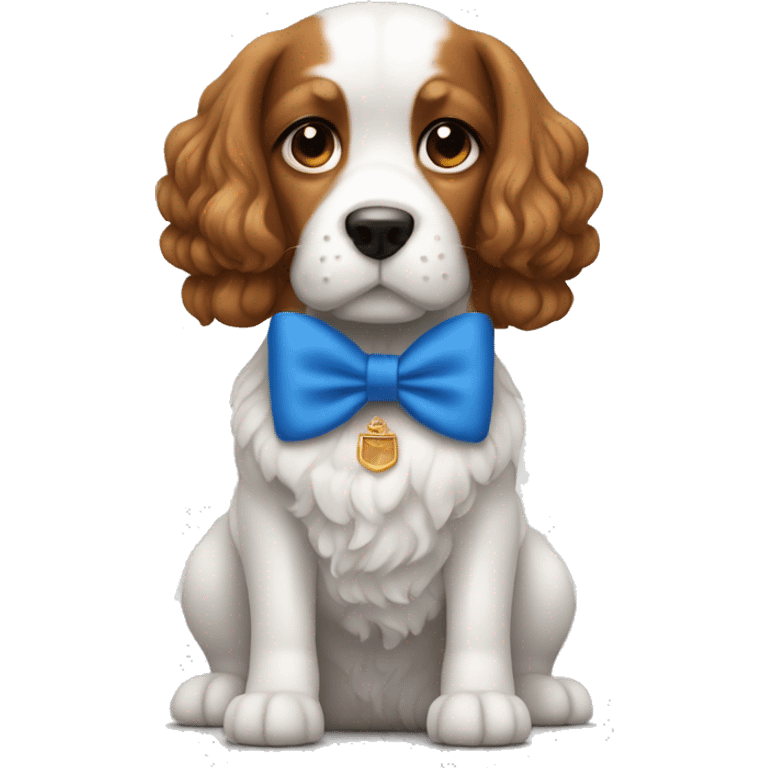 Kings Charles dog with blue bow emoji