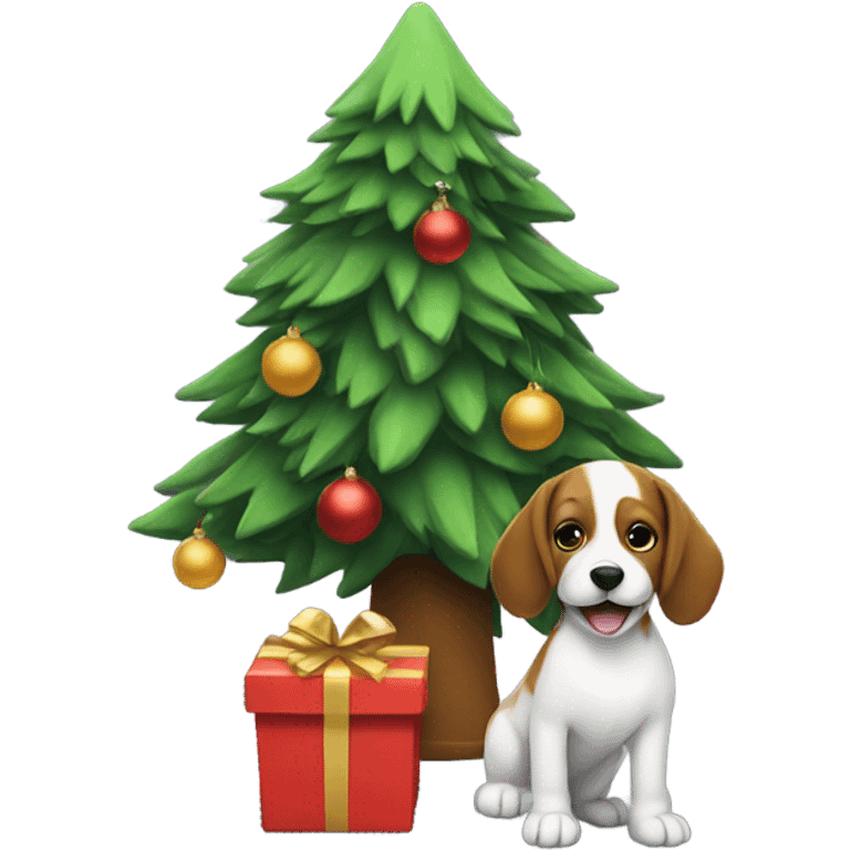 christmas tree with a dog emoji