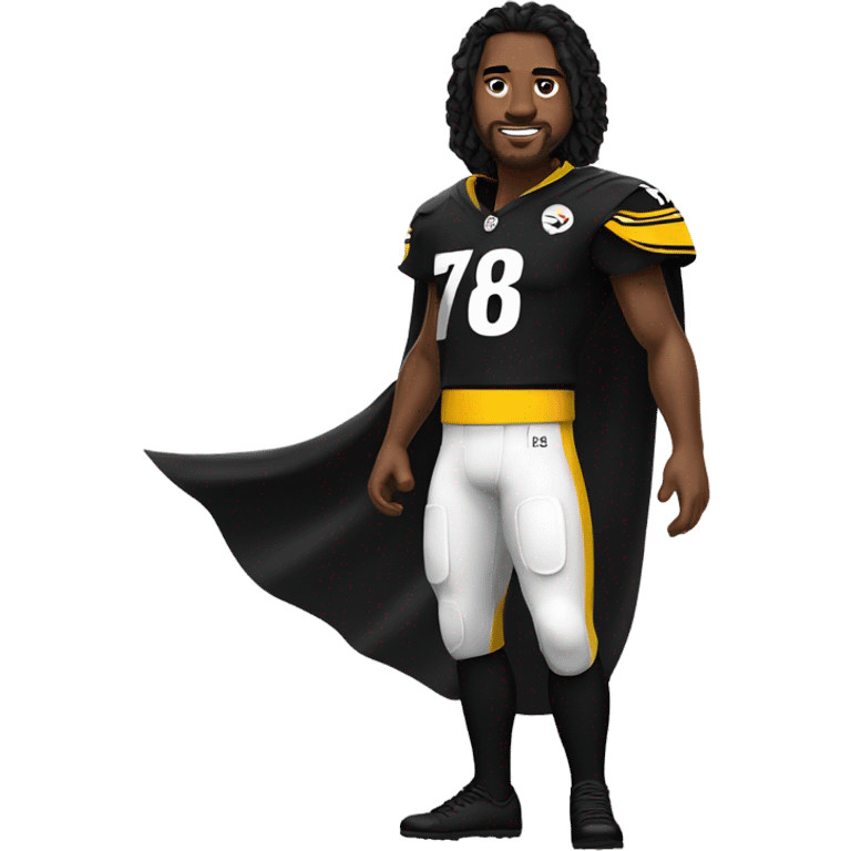 Pittsburgh Steelers player in uniform with black cape. emoji