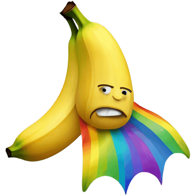 Banana with a sad face and rainbow emoji