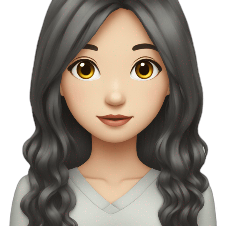 girl Japanese long hair black emoji