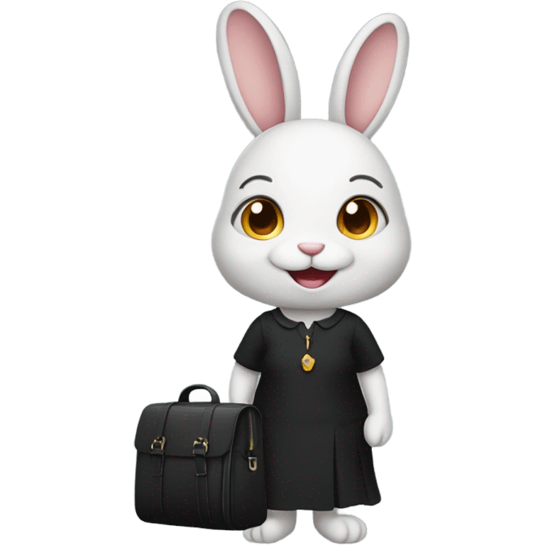 Happy Rabbit , black women dress , going to work , laptop bag  emoji