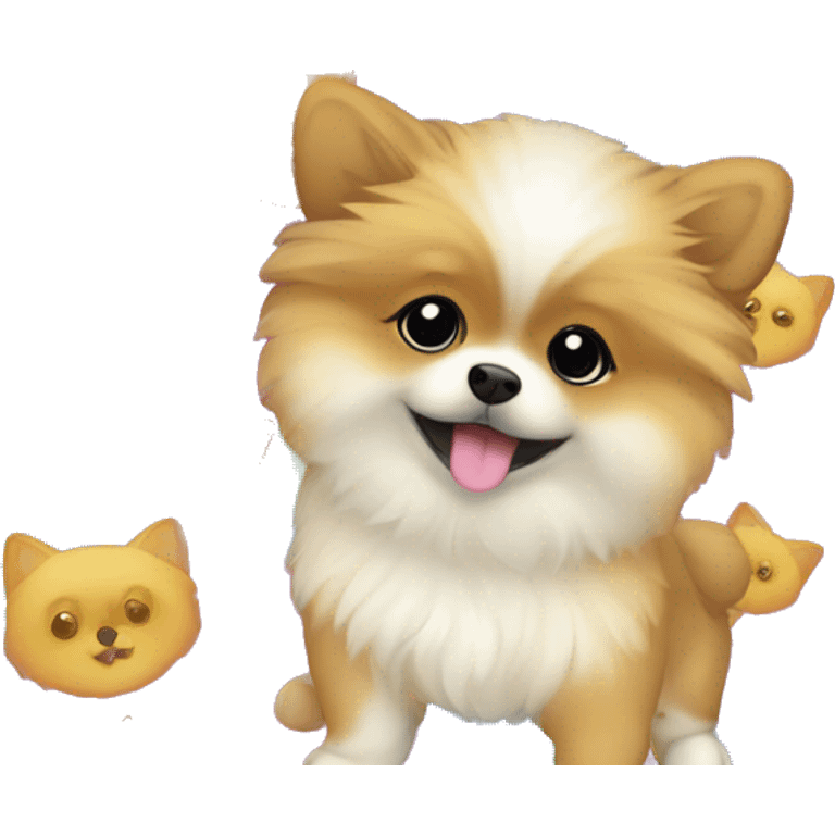 Pomerian puppy rainbow background  emoji