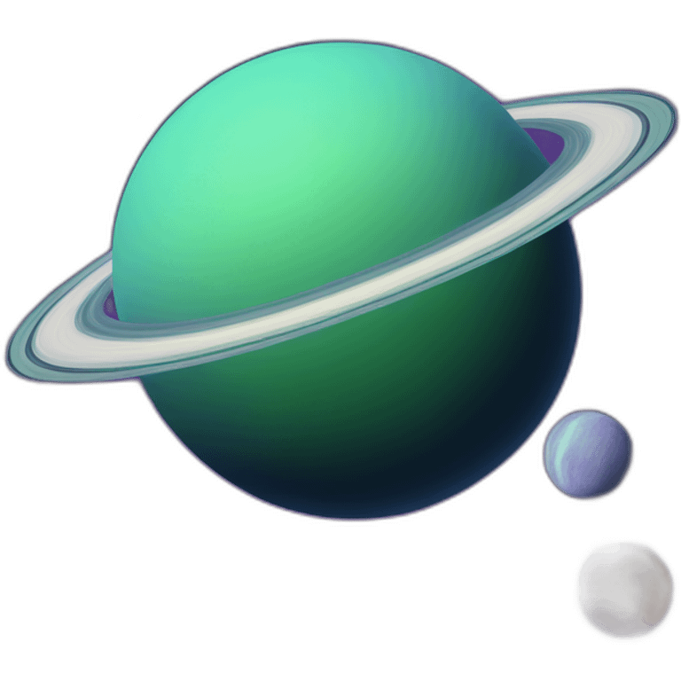 green planet with purple saturn rings and white moon emoji