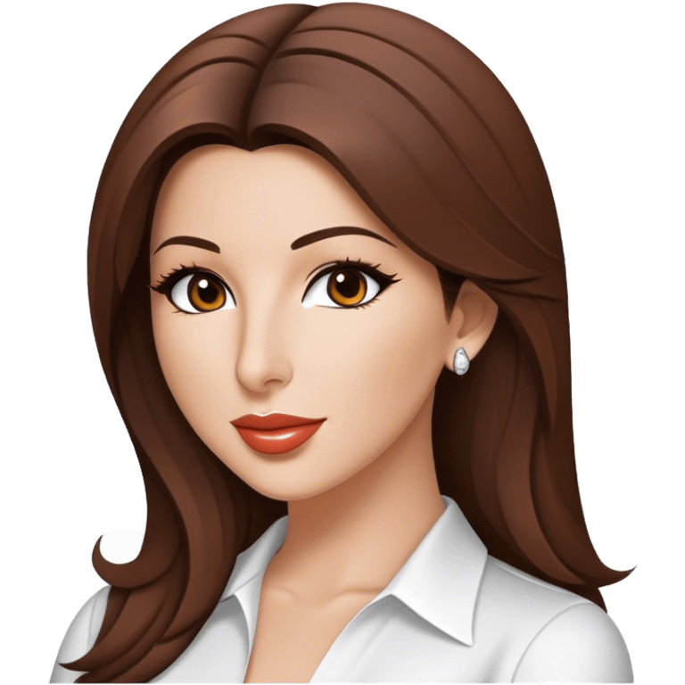 Cinematic Realistic Nancy Ajram Pop Culture Emoji, depicted with a charismatic modern portrayal of the celebrated singer rendered with crisp detail and energetic lighting. emoji