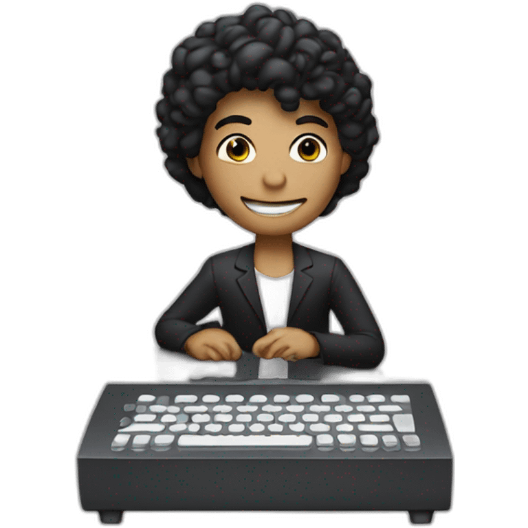 computer with "MJ" wrote on the screen emoji