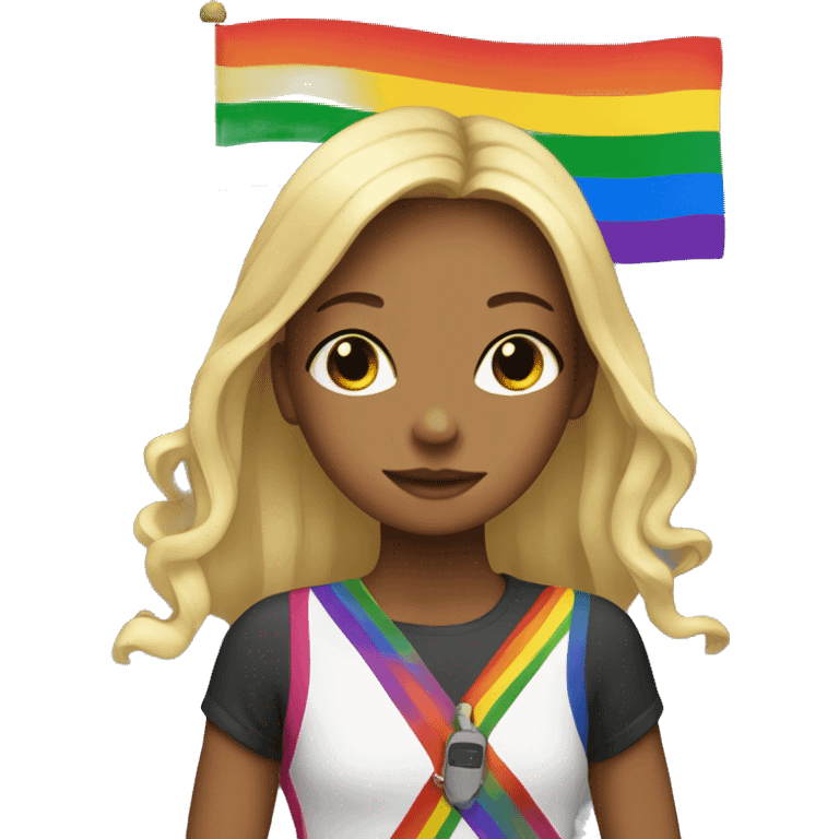 LGBTQIA+ flag around girl  emoji