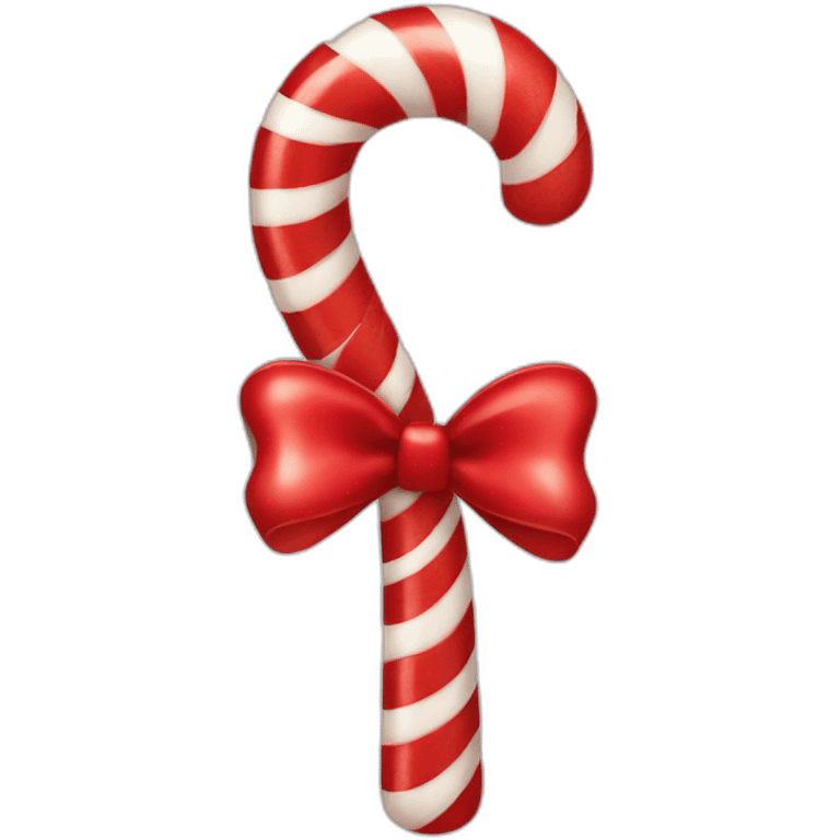 candy cane decorated with a bow emoji