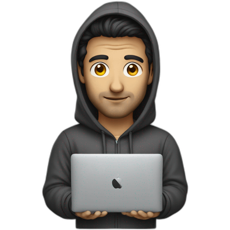 Italian Developer with hoodie and a macbook emoji