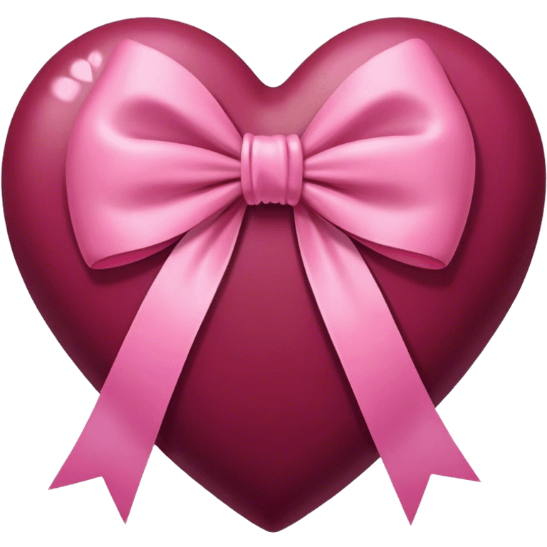 Burgundy heart with a pink bow in the middle emoji