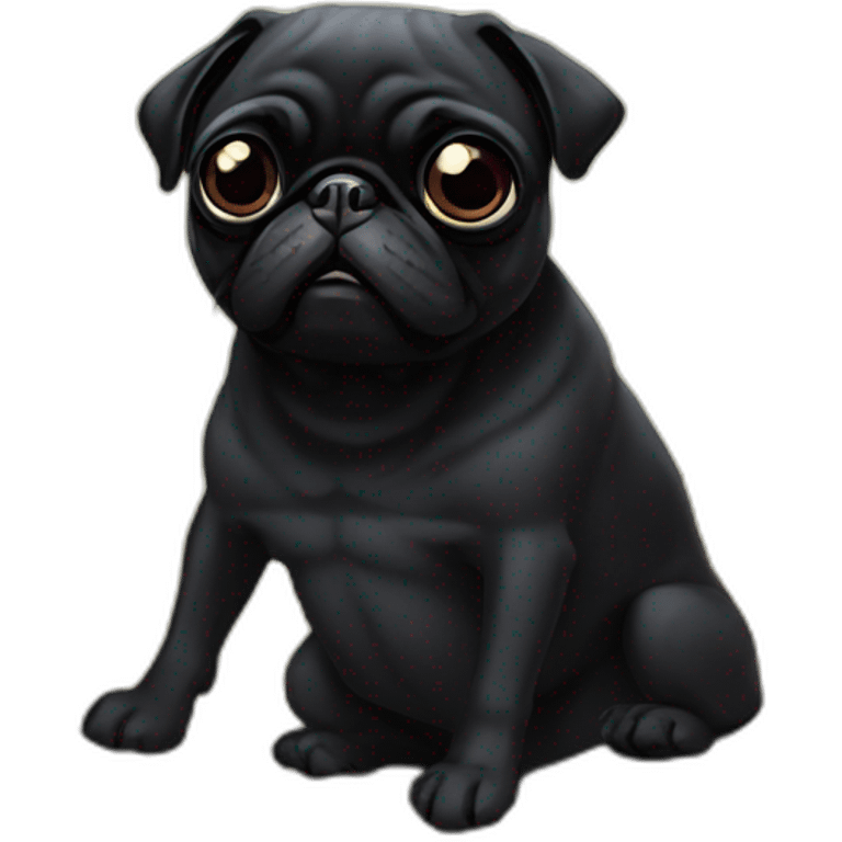 A cyberpunk black pug in Art Nouveau style during 1910 emoji