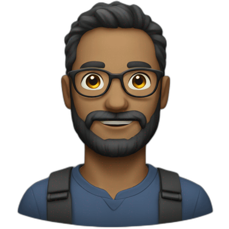 a man with a dark beard and round glasses predicting the weather emoji