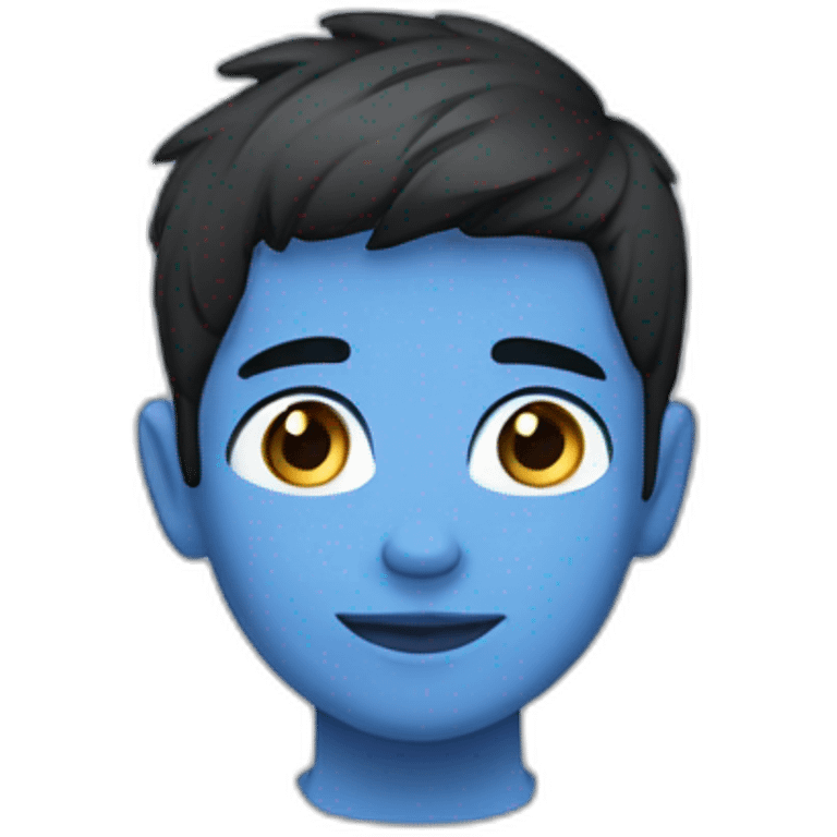 Boy With short dark hair and blue e2 emoji