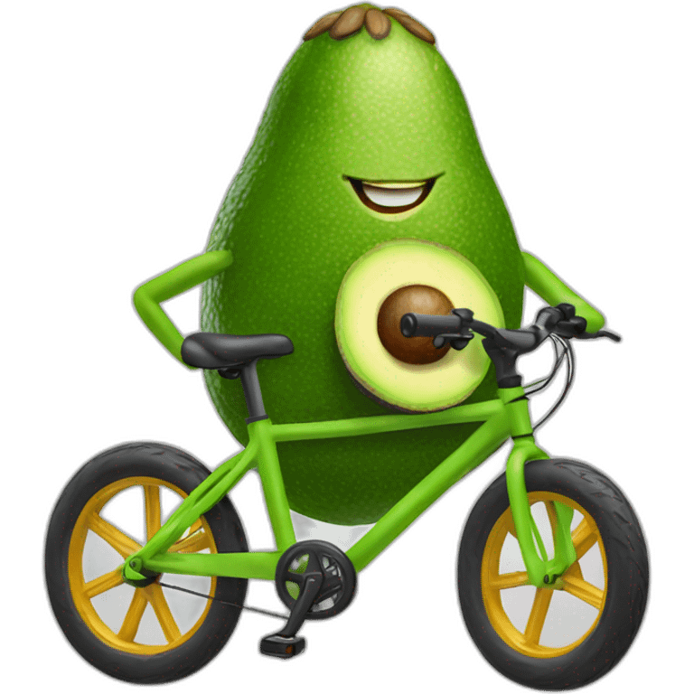 Anthropomorphic avocado on a MTB bike emoji