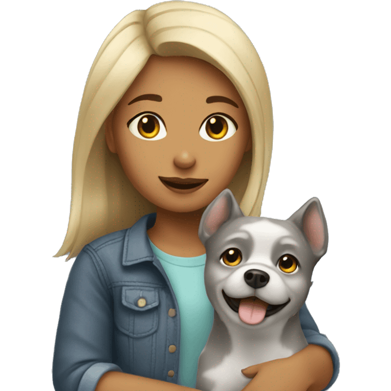 girl with small grey dog emoji