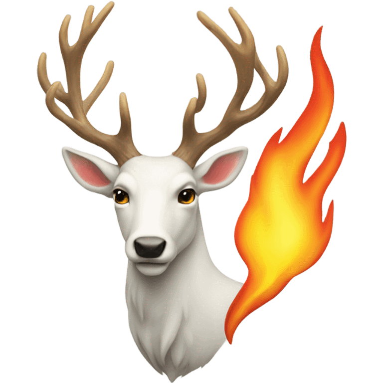 White stag with a flame above head emoji