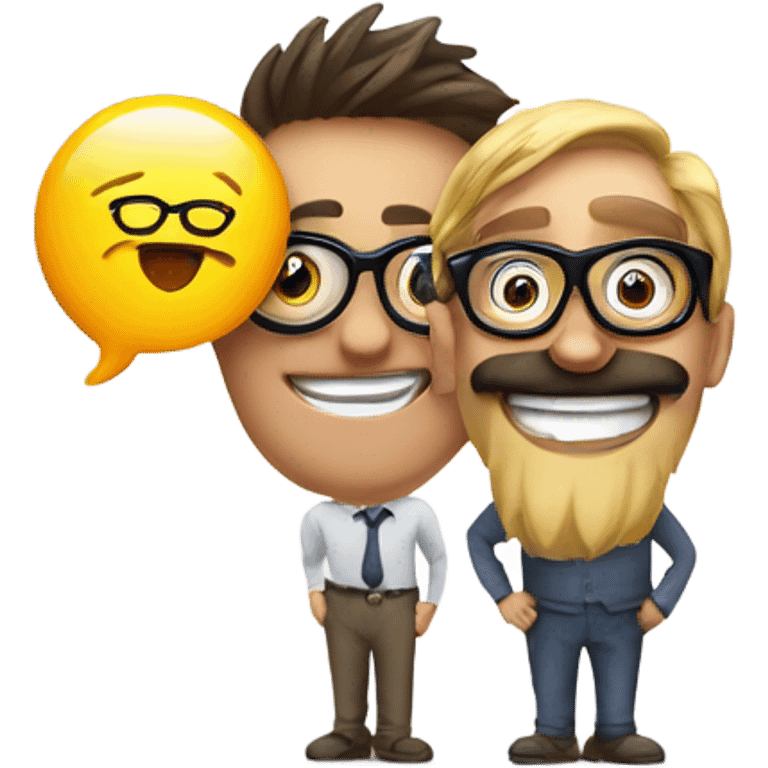 Two nerd face emojis talking  emoji