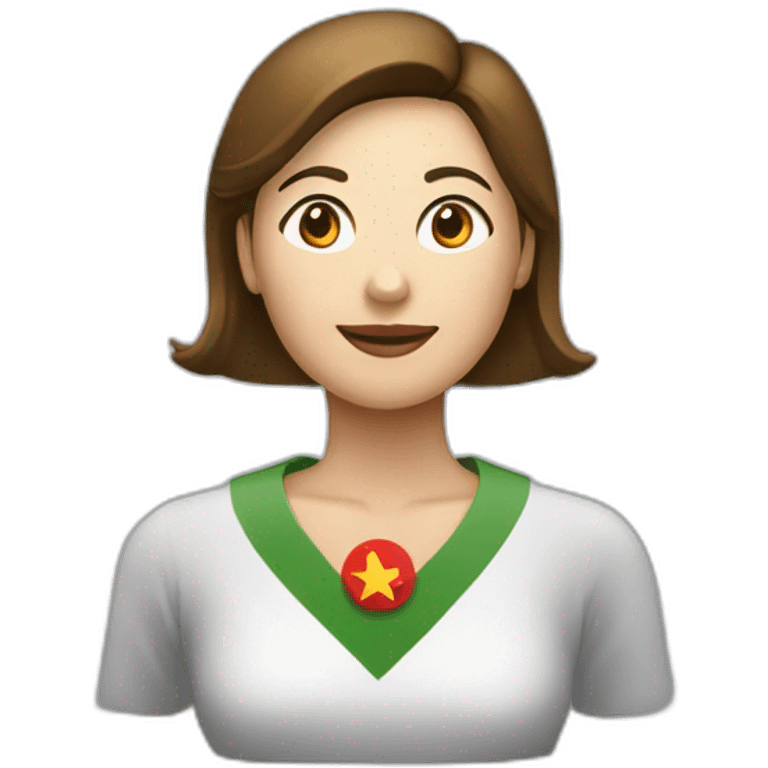 MUlher comemorando conquista com a mao fechada pra cima emoji