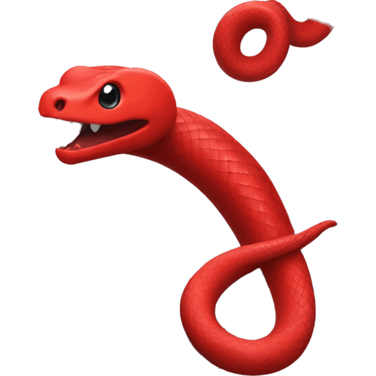 one red snake in front of a grey heart emoji