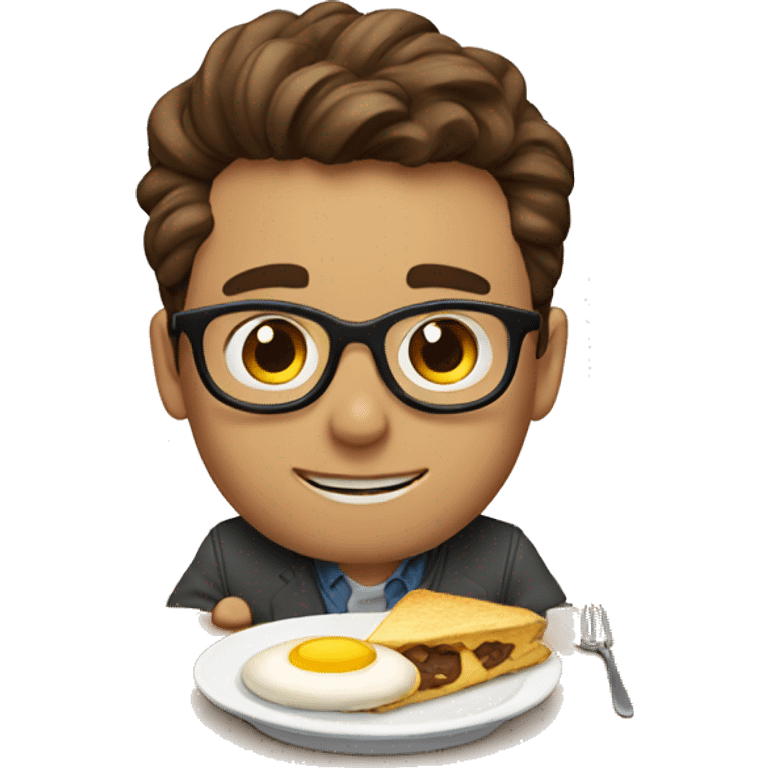 nerd with brown hair eating breakfast  emoji