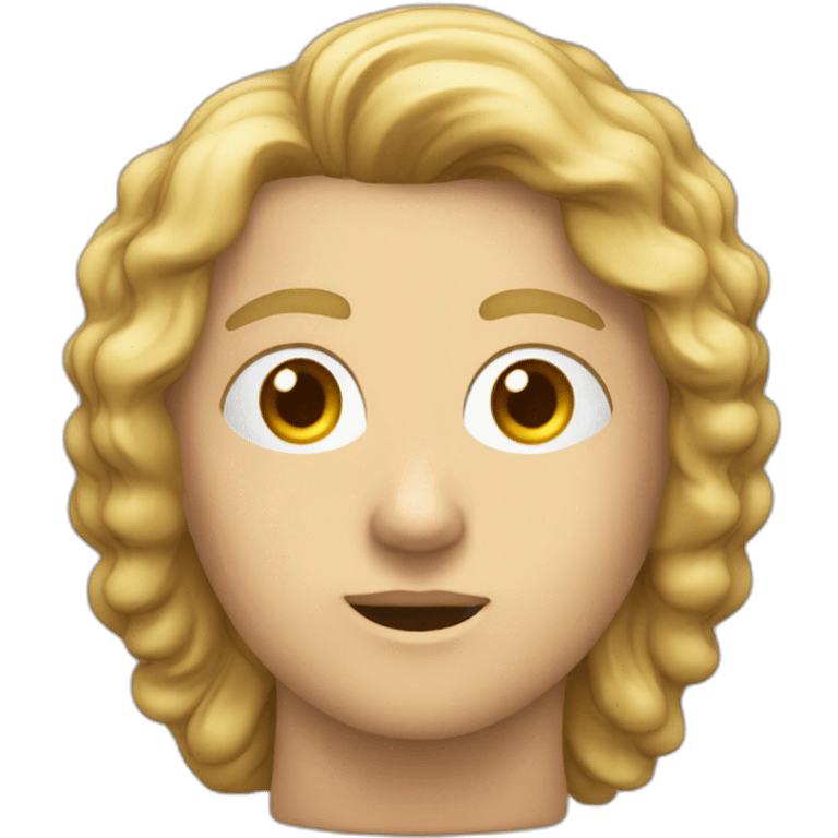 cara de una estatua esculpida con un rostro serio con el cabello medio largo hacia atras con rasgos de una persona cercana a los 50 años pidiendo silencio emoji