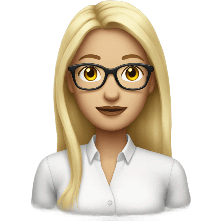 White woman blonde Edgren hair glasses emoji