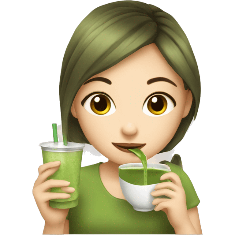 girl drinking matcha emoji