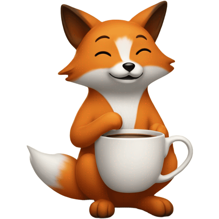 Shibi fox holding coffee emoji