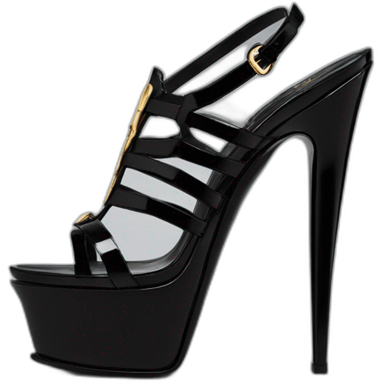 YSL TRIBUTE heel SANDAL black PATENT LEATHER emoji