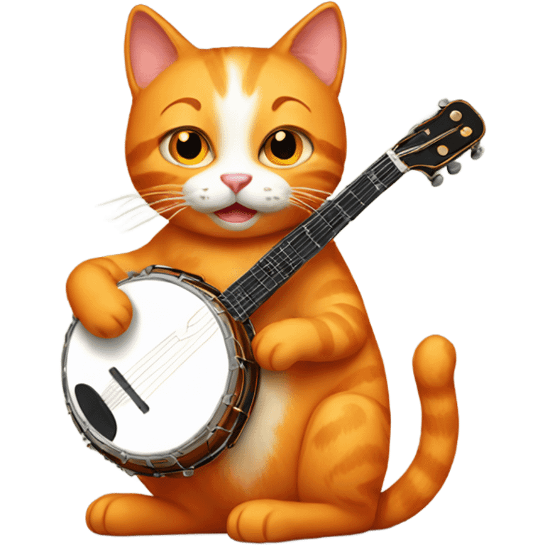 Orange cat playing the banjo emoji