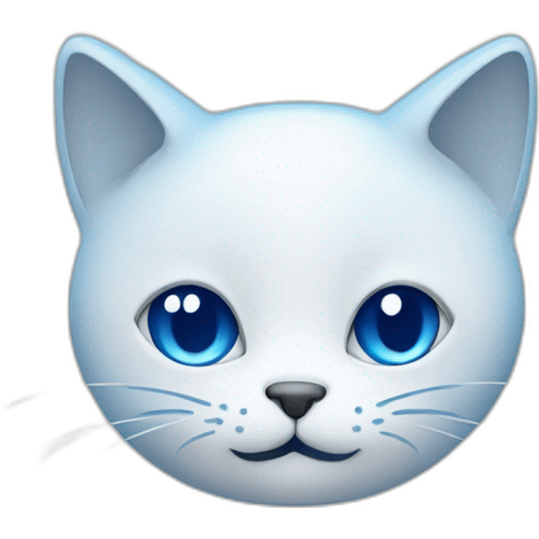 Blue simplistic sketch of a cute cat face emoji