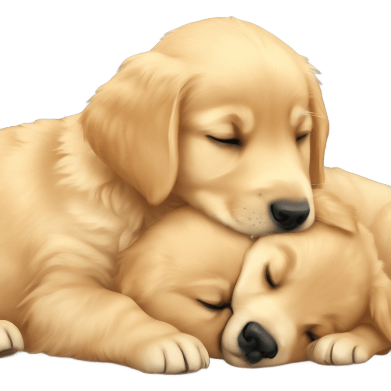 Golden Retriever puppys snuggling emoji