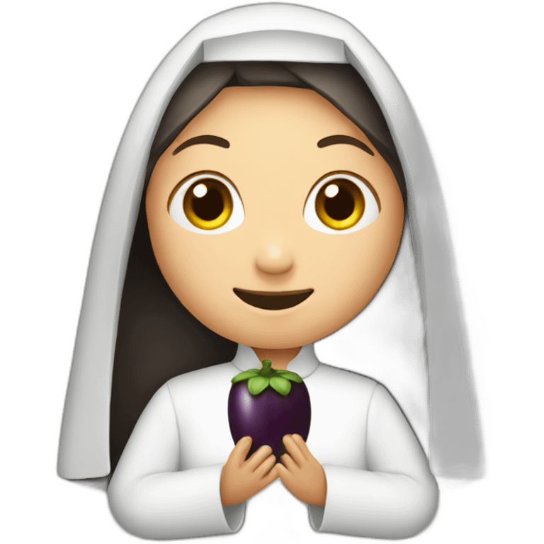 nun holding eggplant emoji