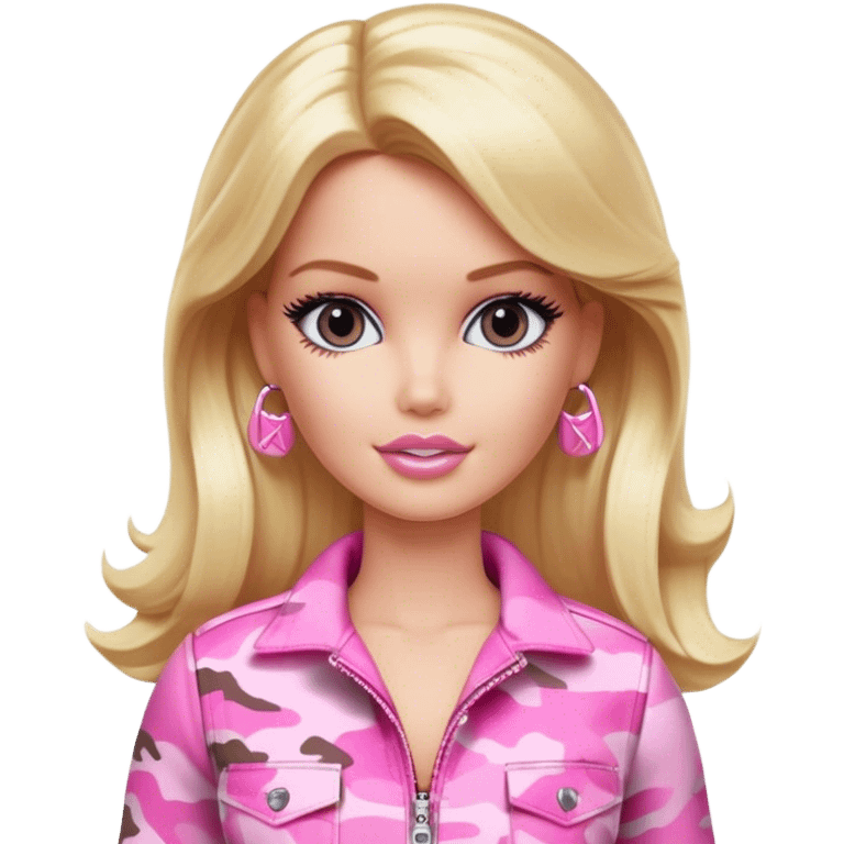 Army blonde Barbie in pink camo outfit emoji