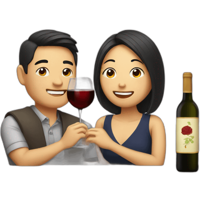 asian couple drinking wine emoji