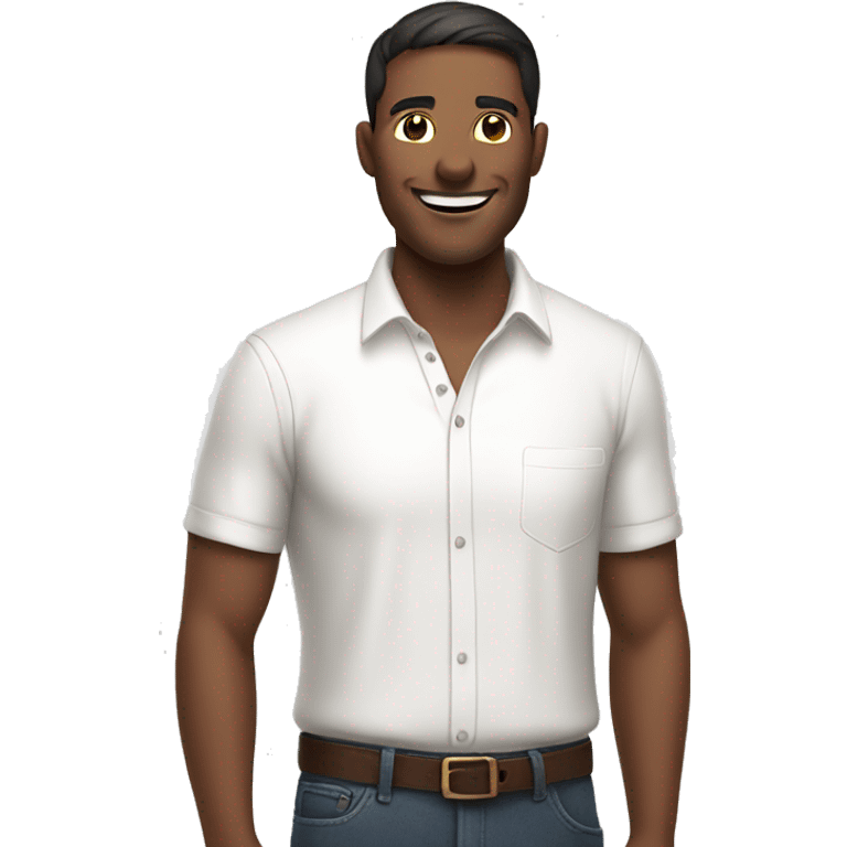 smiling man in white shirt emoji