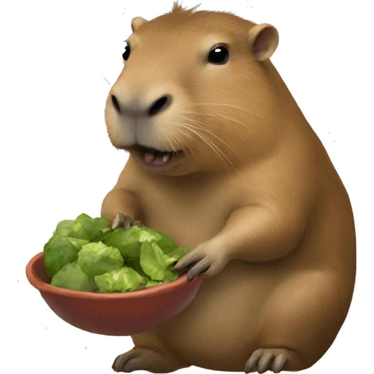 Realistic capybara eating a frog emoji